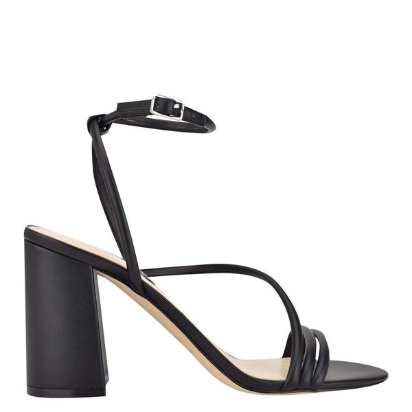 Nine West Nelly Strappy Black Heeled Sandals | South Africa 21F26-1H73